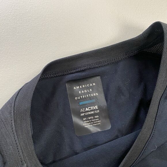 American Eagle AE Active 360 Extreme Flex Shirt Mens Medium Tall Black USA Flag - Picture 9 of 10